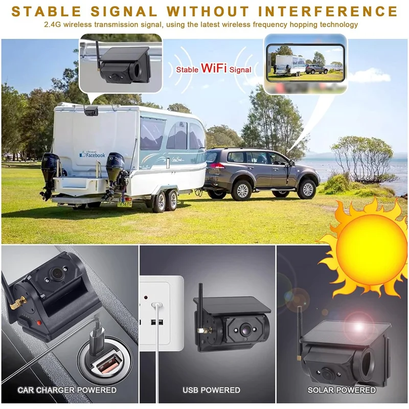 Cámara HD con Energía Solar Magnética para Salpicadero de Coche o Camión, Sistema WiFi de Marcha Atrás