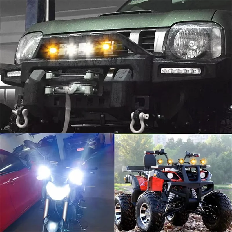 Faro de Motocicleta V90 de 30W IP65 Resistente al Agua con Luz Amarilla y Blanca, Lámpara Auxiliar LED para Coche