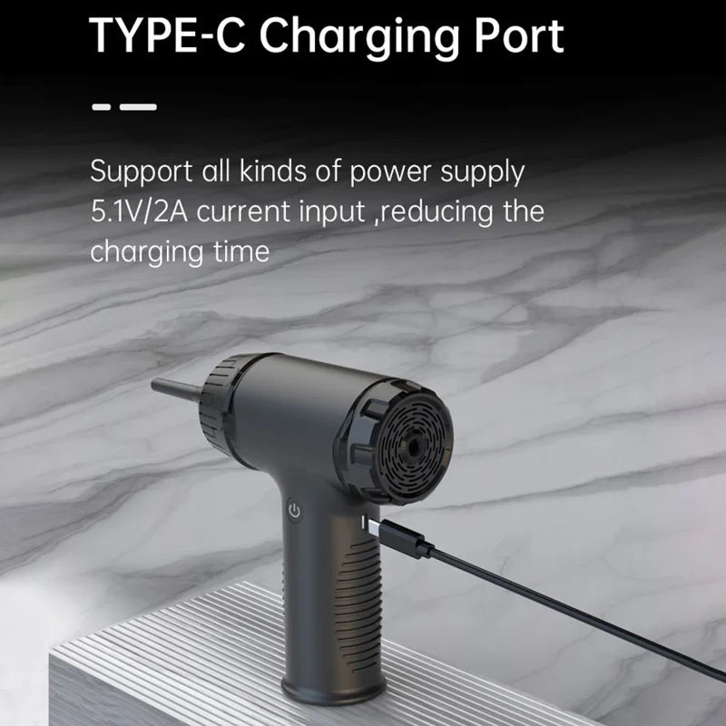 Soplador de Aire Portátil D16 de 50W y 42.500 RPM, Recargable e Inalámbrico para Coche, PC y Teclado