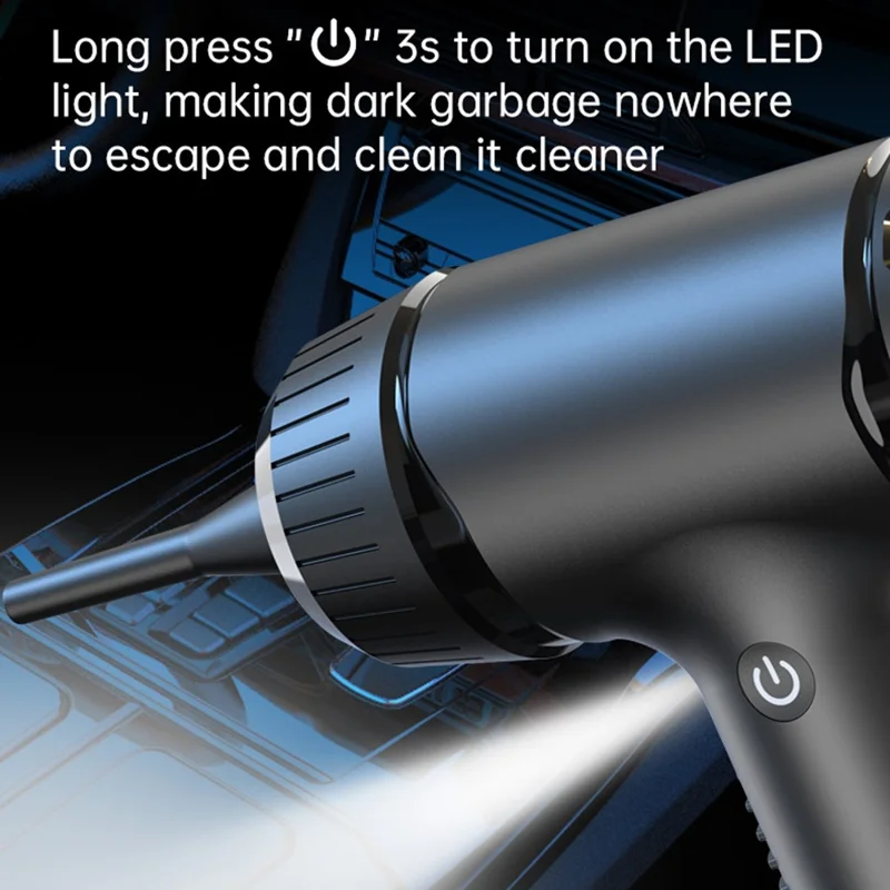 Aspirateur à main V16D 2 en 1 pour voiture avec souffleur à poussière rechargeable et 7 buses, aspiration puissante