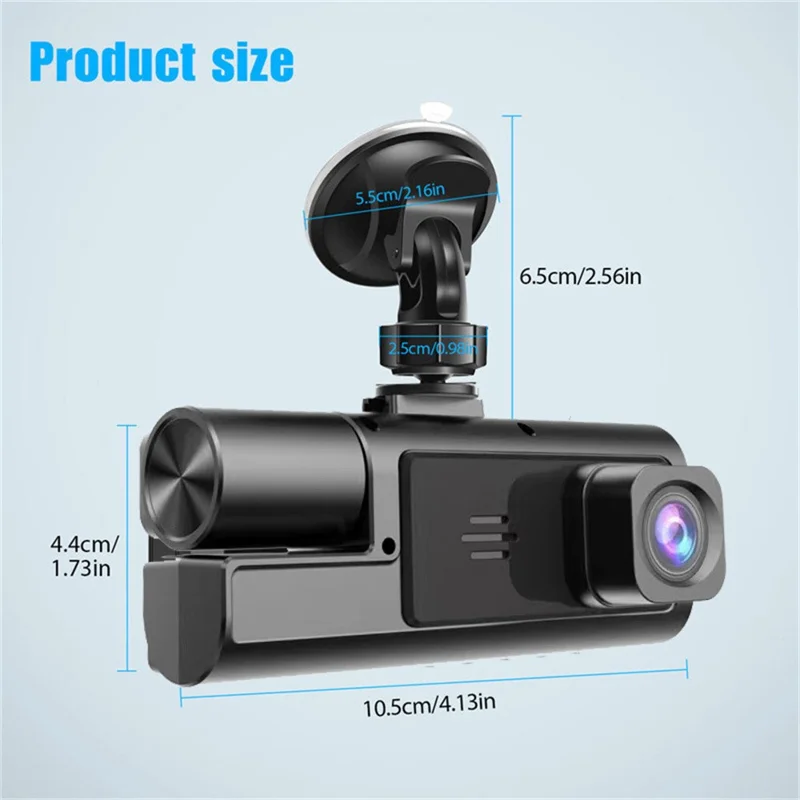 A22 1080P Dreifach-Objektiv Autokamera mit Nachtsicht, WiFi-Dashcam und Rückfahrkamera