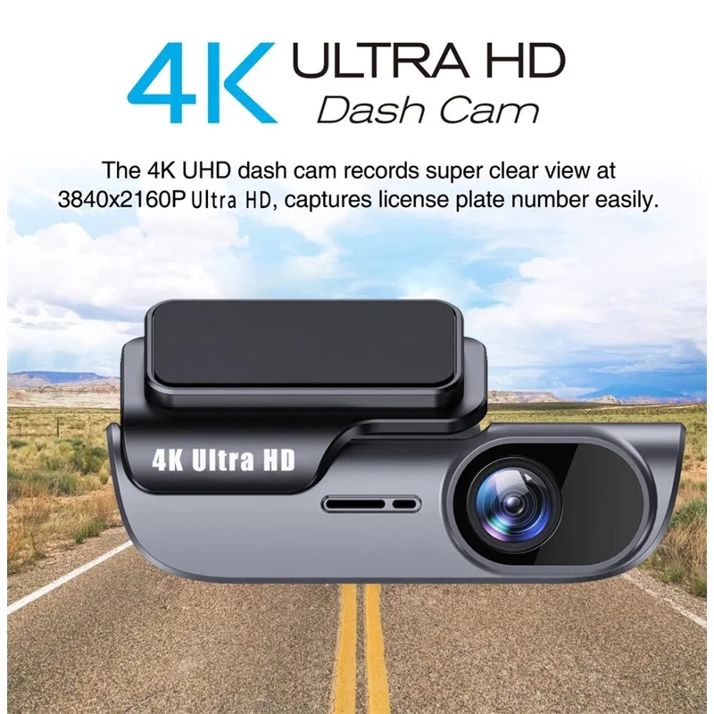 Cámara de salpicadero K05 WiFi en alta definición 4K con objetivo gran angular, visión nocturna y grabación de conducción, alimentación por mechero