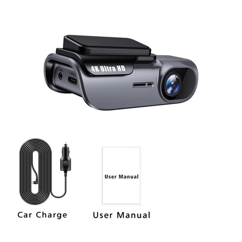 Cámara de salpicadero K05 WiFi en alta definición 4K con objetivo gran angular, visión nocturna y grabación de conducción, alimentación por mechero