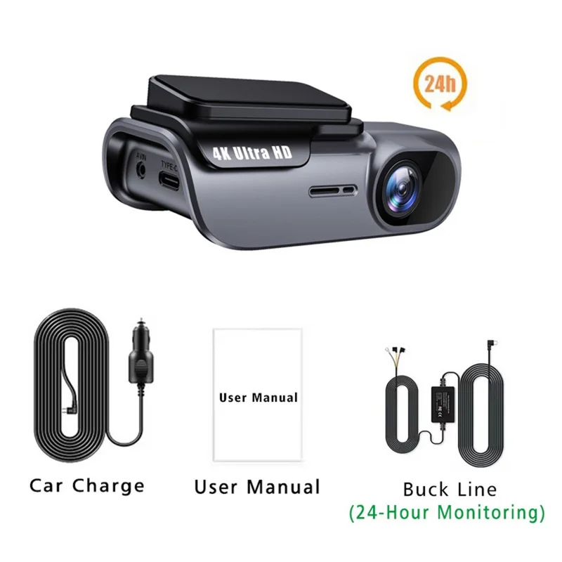 Câmera Veicular K05 4K com WiFi, Visão Noturna HD, Monitor de Estacionamento e Gravação Time-Lapse, Alimentação por Acendedor de Cigarro