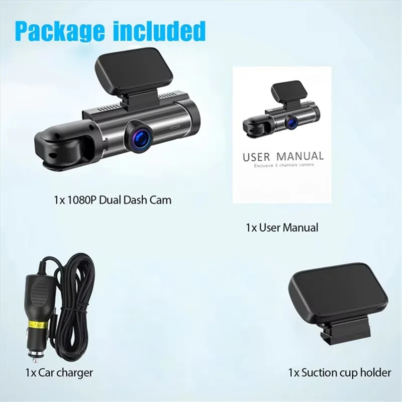 3,16 Zoll IPS-Bildschirm Dual-Objektiv Dashcam Vorne und Innen Aufnahme HD Nachtsicht Weitwinkel Rückfahrkamera Monitor