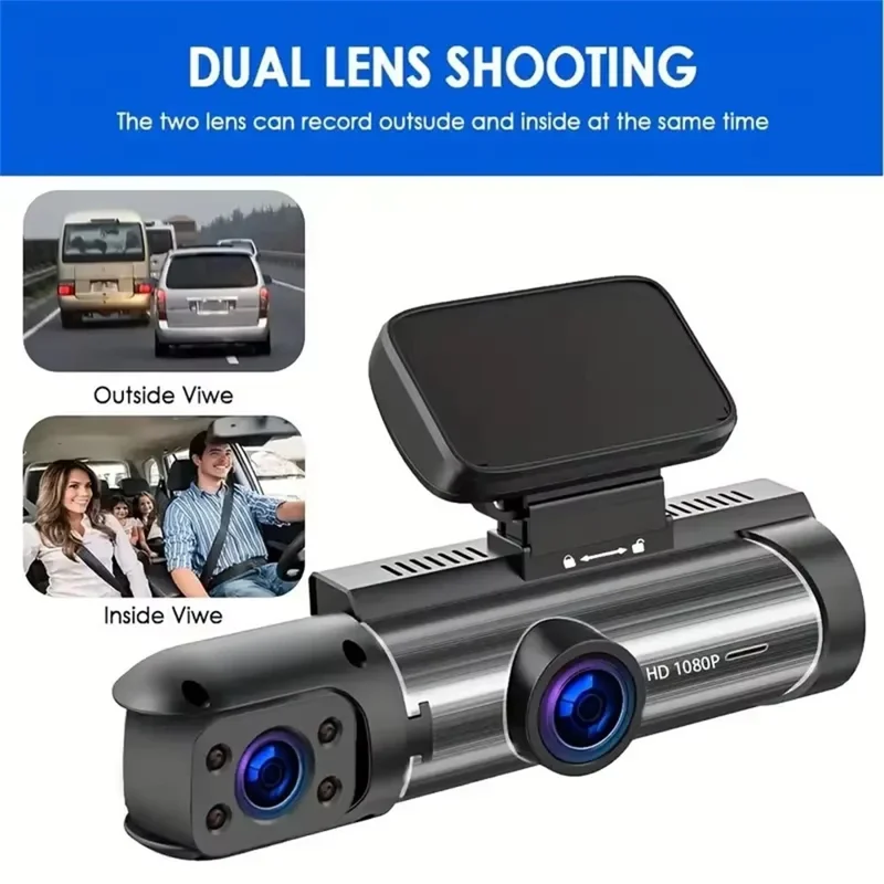 3,16 Zoll IPS-Bildschirm Dual-Objektiv Dashcam Vorne und Innen Aufnahme HD Nachtsicht Weitwinkel Rückfahrkamera Monitor