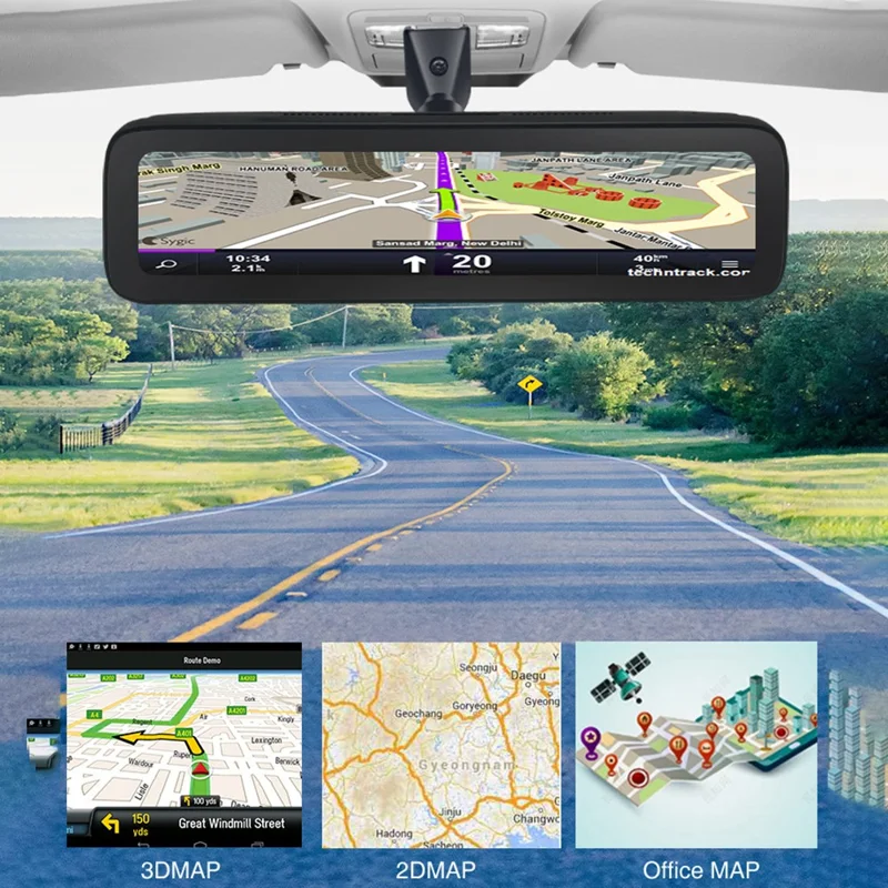 T88 Caméra de Tableau de Bord Intelligente Rétroviseur 4G Enregistrement Quadruple 360 Degrés Écran Plein 12 Pouces Android 9.0