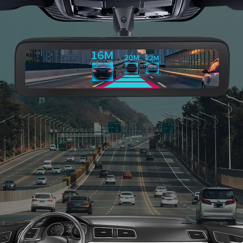 T88 Caméra de Tableau de Bord Intelligente Rétroviseur 4G Enregistrement Quadruple 360 Degrés Écran Plein 12 Pouces Android 9.0