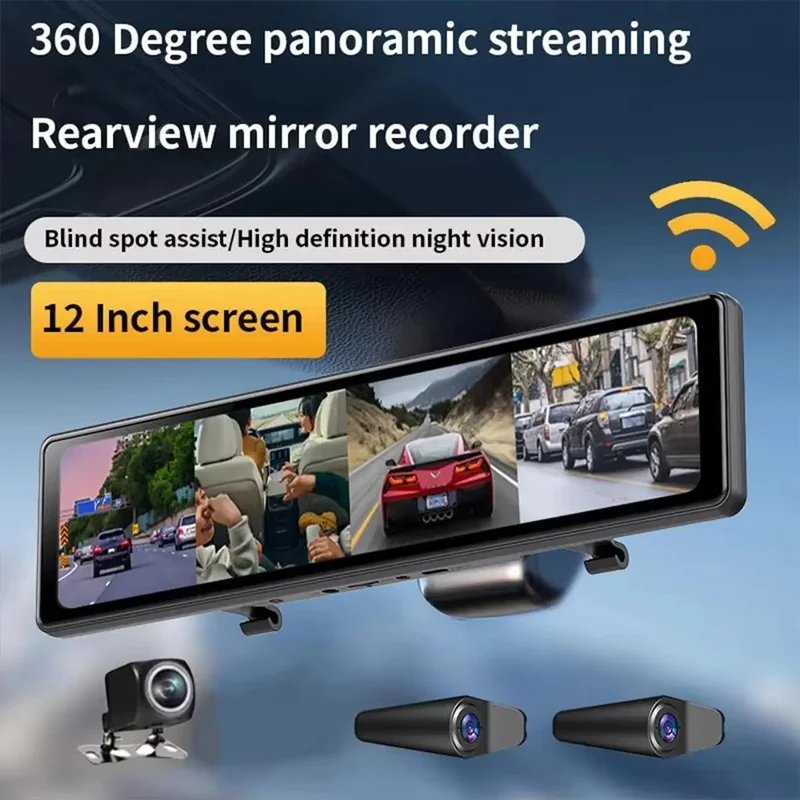 12 Zoll Volle Bildschirm Vier-Kanal Aufnahmekamera 360 Grad Toter-Winkel-Erkennung ADAS 4K Dashcam
