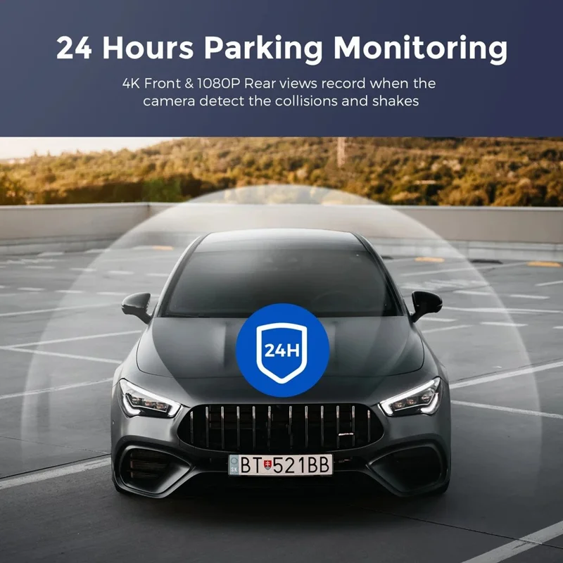 4K + 1080P Dual Lens Dash Cam Ultra Wide Angle Night Vision Front and Rear WiFi Recorder, Car Charger Version