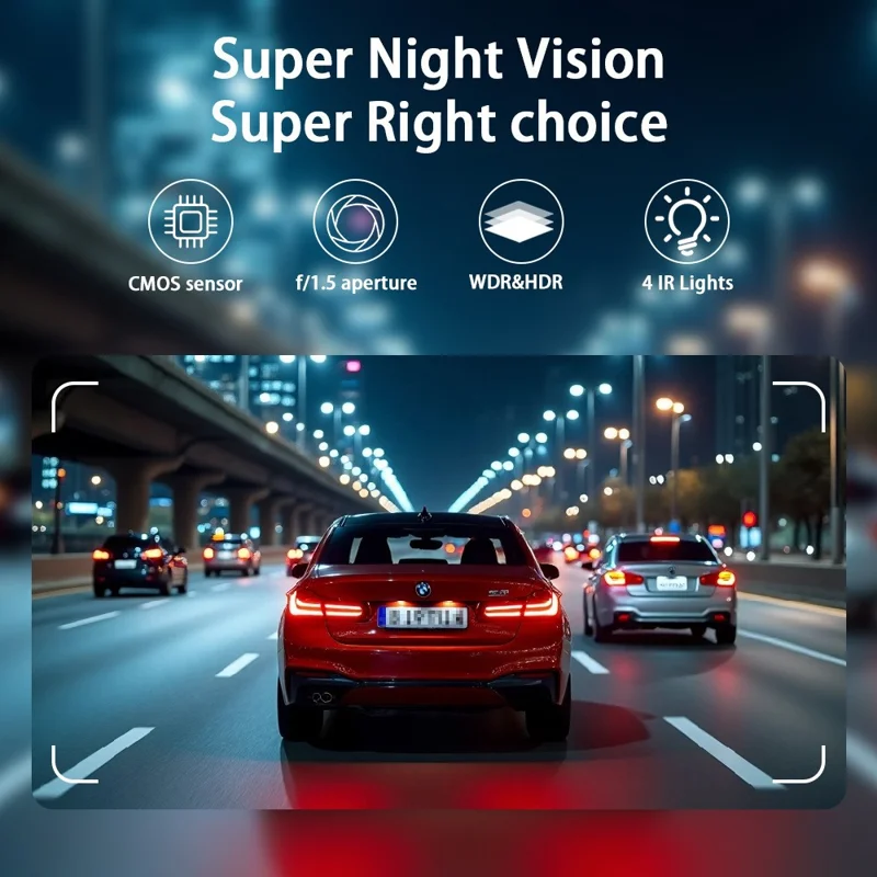 4-Zoll-IPS-Bildschirm 1080P Vorne und Innen Dual-Aufnahme WiFi Dashcam Nachtsicht Weitwinkel Aufnahmekamera