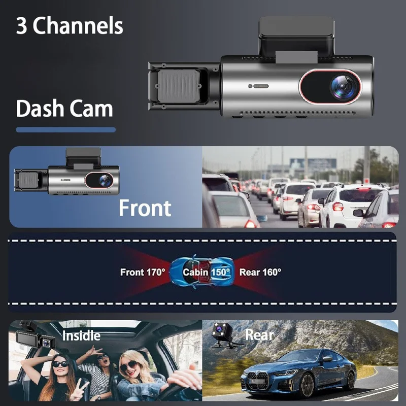 4-Zoll-IPS-Bildschirm 1080P Vorne und Innen Dual-Aufnahme WiFi Dashcam Nachtsicht Weitwinkel Aufnahmekamera