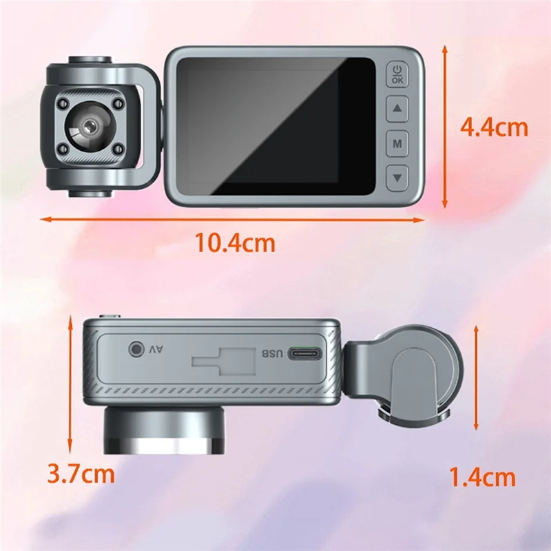 Câmera Veicular 4K com Dupla Lente para Painel, Visão Noturna, Wi-Fi, DVR com Câmera Frontal e Interna e Lente Rotativa de 360 Graus