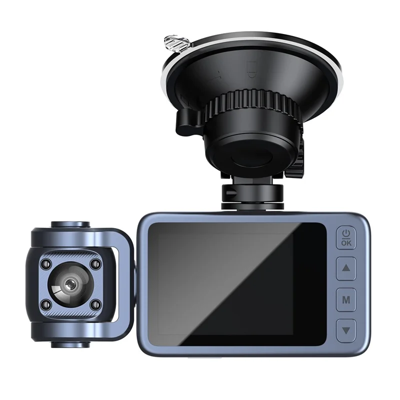 Câmera Veicular 4K com Dupla Lente para Painel, Visão Noturna, Wi-Fi, DVR com Câmera Frontal e Interna e Lente Rotativa de 360 Graus