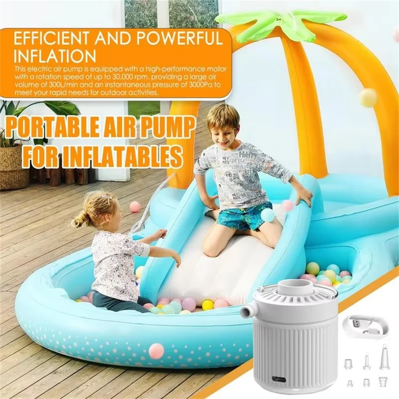 H9726 35Вт 3,5 кПа Мини-электрический насос с LED-подсветкой, портативный беспроводной воздушный насос для надувных колец и надувных кроватей