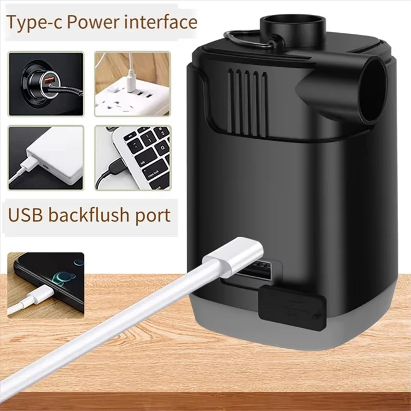 H9727 Multifunktionale Mini-Luftpumpe, kabellos, mit LED-Licht und Powerbank-Funktion