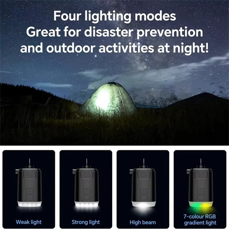 H9727 Multifunktionale Mini-Luftpumpe, kabellos, mit LED-Licht und Powerbank-Funktion