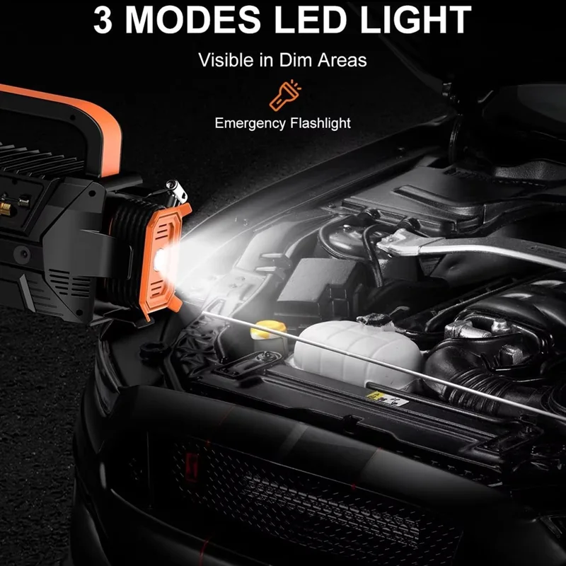 Compresor de aire portátil multifuncional P124 19 con bomba de cilindro para coche y luz LED de emergencia