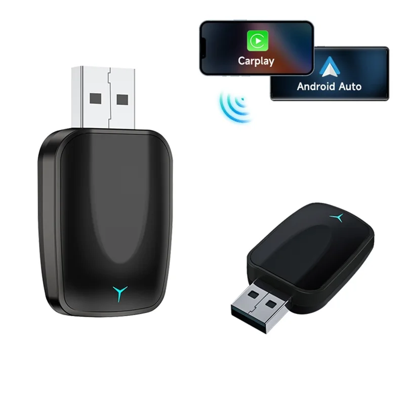 AB051E Adaptateur sans fil 2 en 1 CarPlay Android Auto Bluetooth Compatible Connexion WiFi Dongle USB - Noir