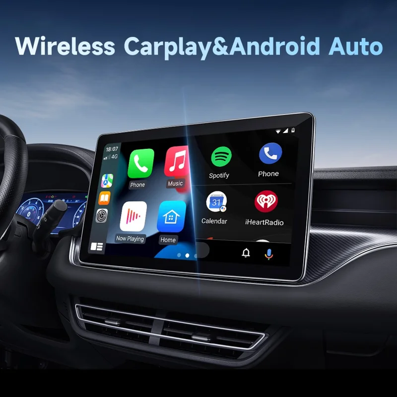 AB051E Adaptateur sans fil 2 en 1 CarPlay Android Auto Bluetooth Compatible Connexion WiFi Dongle USB - Noir