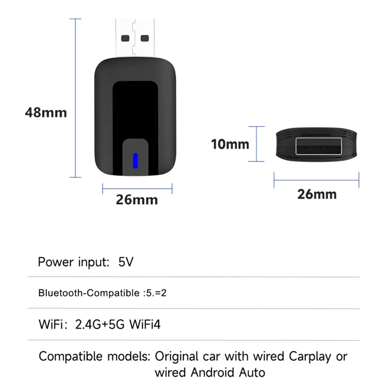 AB025-E CarPlay Android Auto 2-in-1 Drahtloser Adapter Bluetooth-kompatibler WLAN-Wired-to-Wireless-Autokonverter