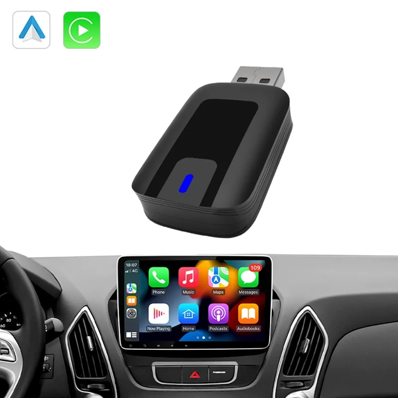 AB025-E CarPlay Android Auto 2-in-1 Drahtloser Adapter Bluetooth-kompatibler WLAN-Wired-to-Wireless-Autokonverter