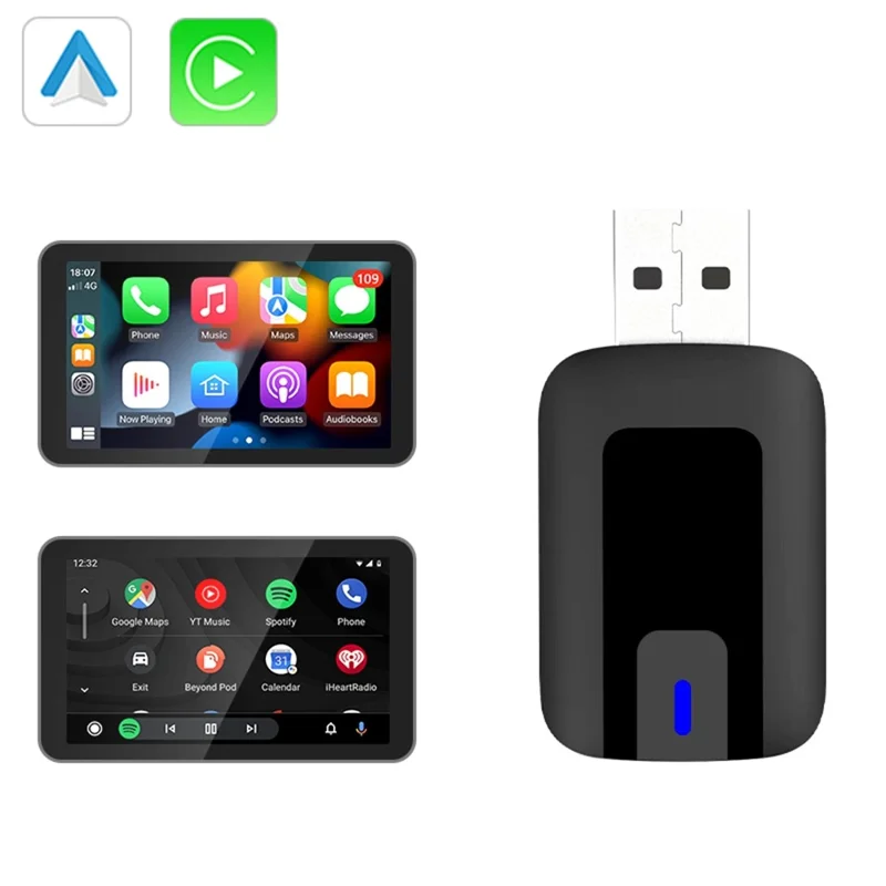 AB025-E CarPlay Android Auto 2-in-1 Drahtloser Adapter Bluetooth-kompatibler WLAN-Wired-to-Wireless-Autokonverter
