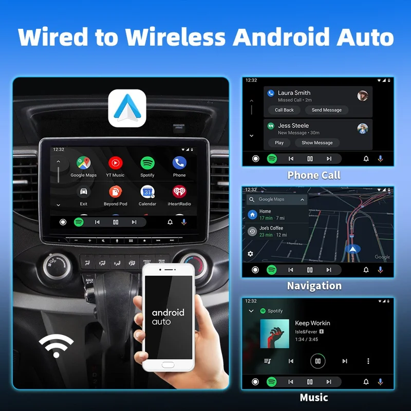 EC02 USB Mini адаптер CarPlay и Android Auto 2-в-1 для автомобиля - Серебристый