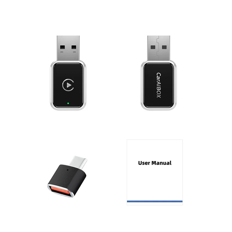EC02 USB Mini адаптер CarPlay и Android Auto 2-в-1 для автомобиля - Серебристый