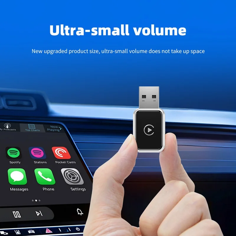 EC02 USB Mini адаптер CarPlay и Android Auto 2-в-1 для автомобиля - Серебристый