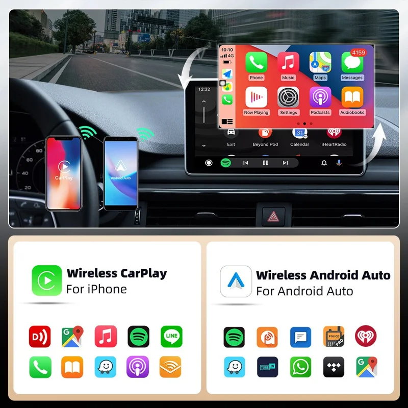 EC02-A USB Mini Kabel zu Wireless CarPlay Android Auto Adapter 2 in 1 Autoverbindungsbox