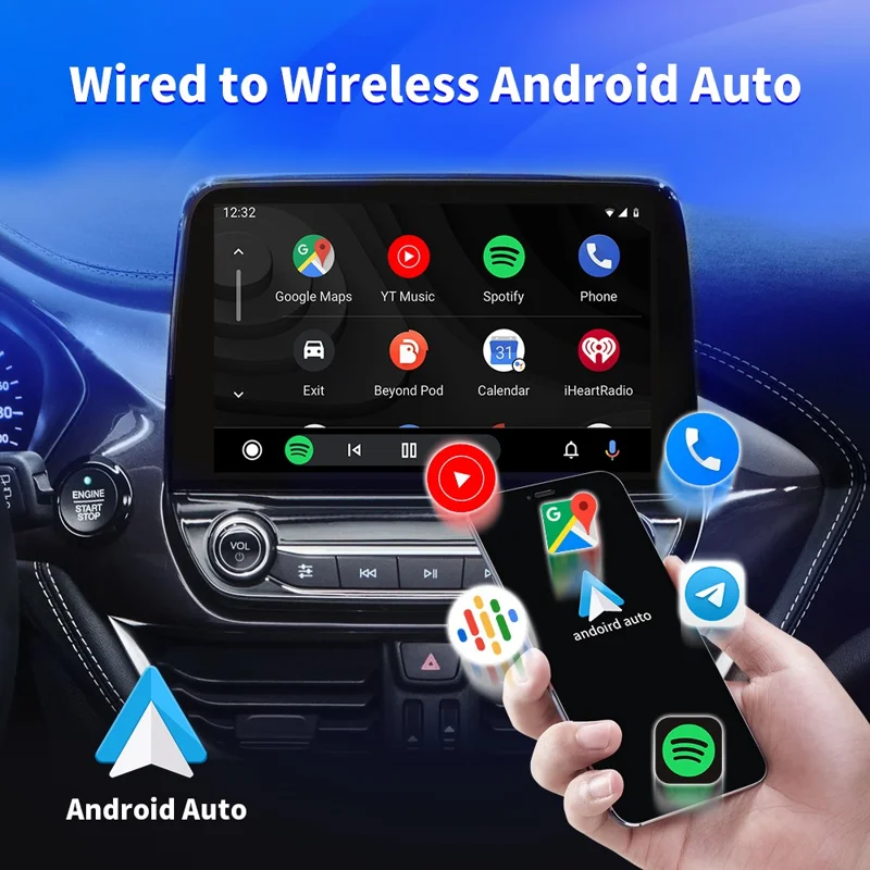 EC04-B Adattatore da Cablato a Wireless Carplay Android Auto Convertitore per Auto