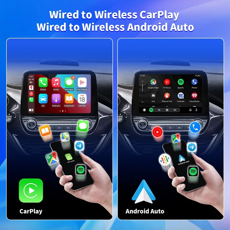 EC04-B Adattatore da Cablato a Wireless Carplay Android Auto Convertitore per Auto