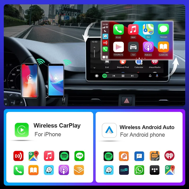 EC04-C Adattatore Carplay / Android Auto da Cablato a Wireless Convertitore Smart Box per Auto
