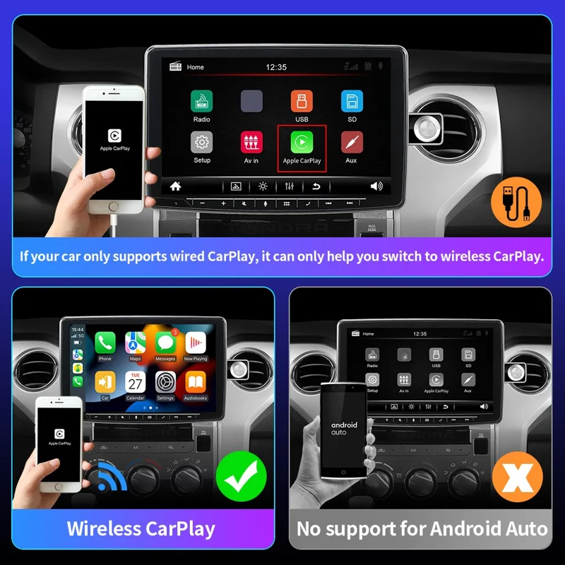 EC04-C Adattatore Carplay / Android Auto da Cablato a Wireless Convertitore Smart Box per Auto