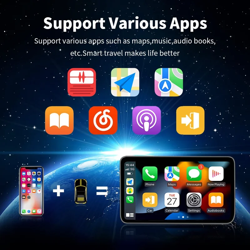 EC07Pro USB CarPlay Android Auto 2-in-1 Intelligente Box: Kabelgebundener zu Drahtlosem Auto-Konnektivitäts-Konverter mit Ambientem Licht