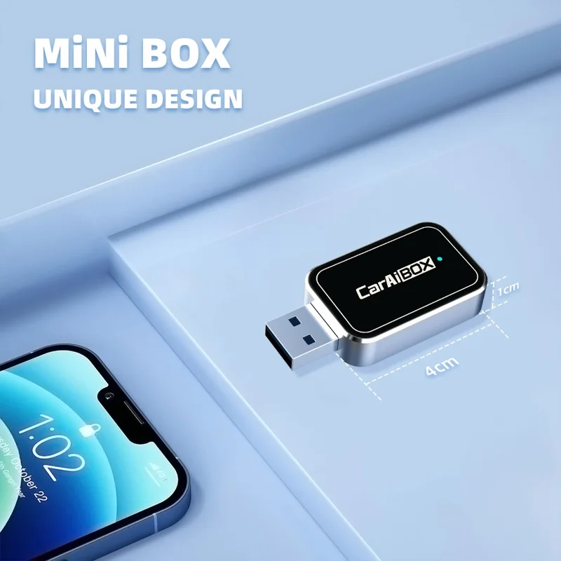 EC09-SI-C Adattatore USB Mini da Cablato a Wireless CarPlay Android Auto 2 in 1 Box di Connettività per Auto - Argento