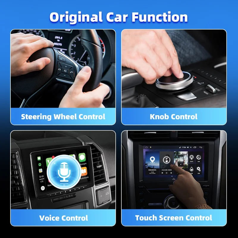 EC09-SI-C Adattatore USB Mini da Cablato a Wireless CarPlay Android Auto 2 in 1 Box di Connettività per Auto - Argento