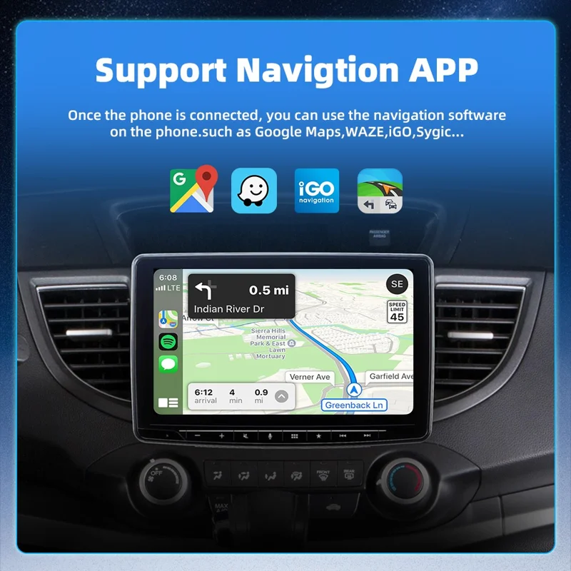 EC09-SI-C USB Mini Wired to Wireless CarPlay Android Auto Adapter 2 in 1 Car Connectivity Box - Black