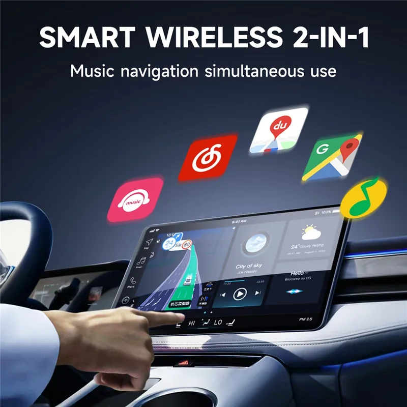 Adaptateur sans fil CarPlay Android Auto Mini Dongle USB avec Lanière 2 en 1 Boîte de Connectivité Automobile