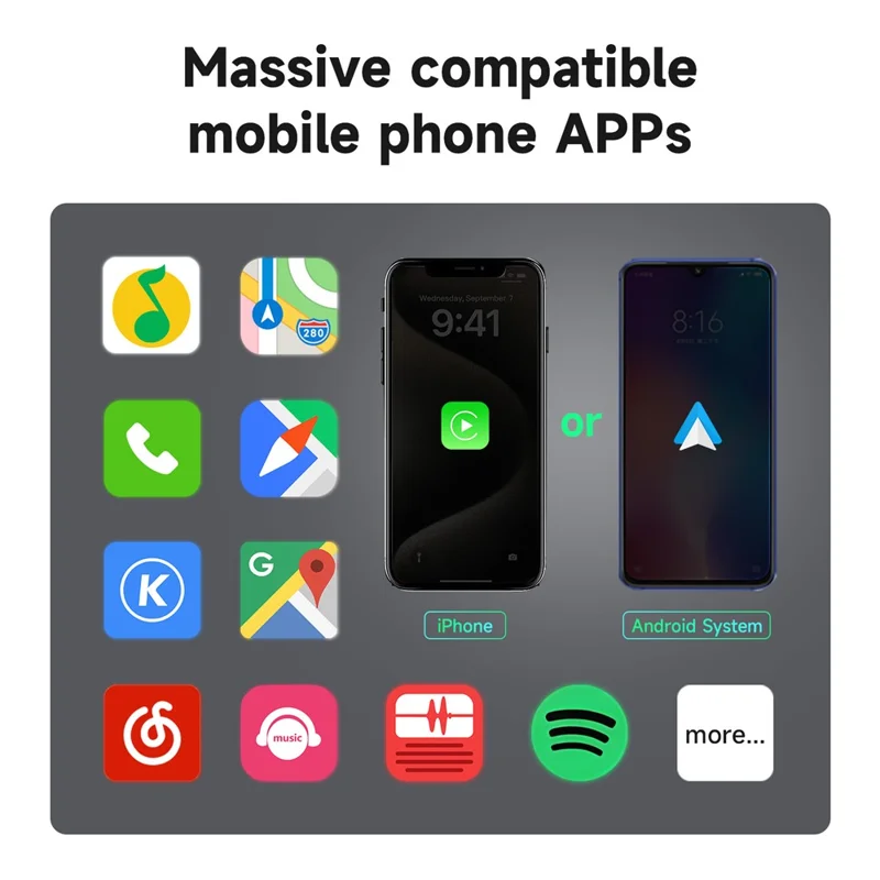 Adaptateur sans fil CarPlay Android Auto Mini Dongle USB avec Lanière 2 en 1 Boîte de Connectivité Automobile