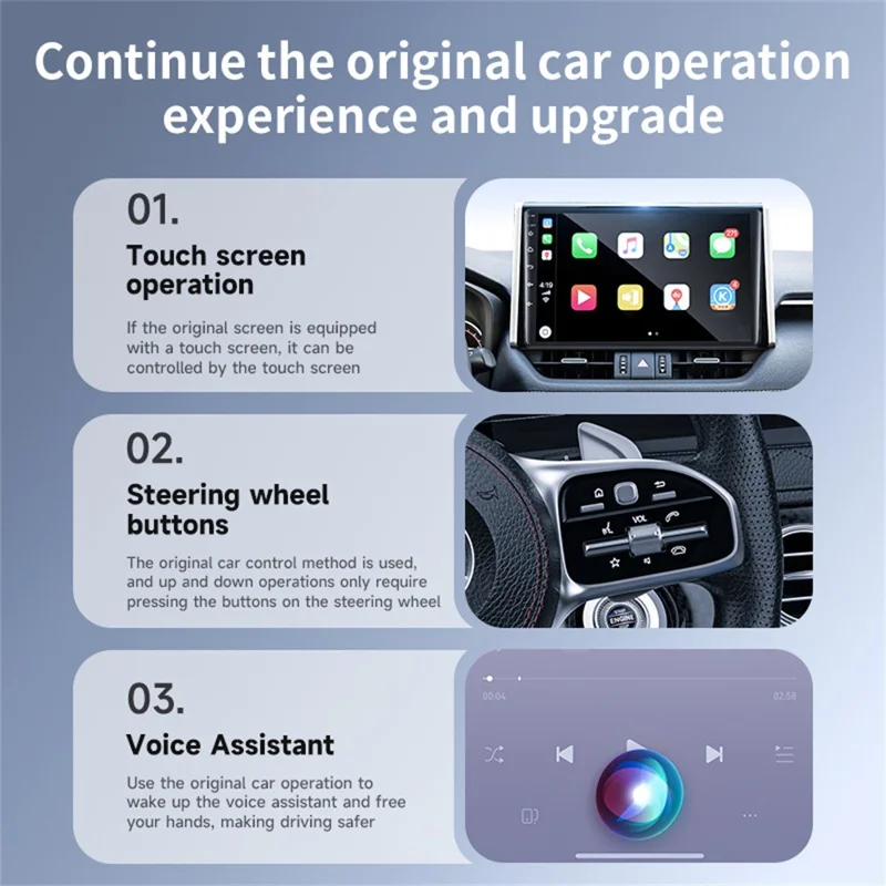 Adaptateur sans fil CarPlay Android Auto Mini Dongle USB avec Lanière 2 en 1 Boîte de Connectivité Automobile