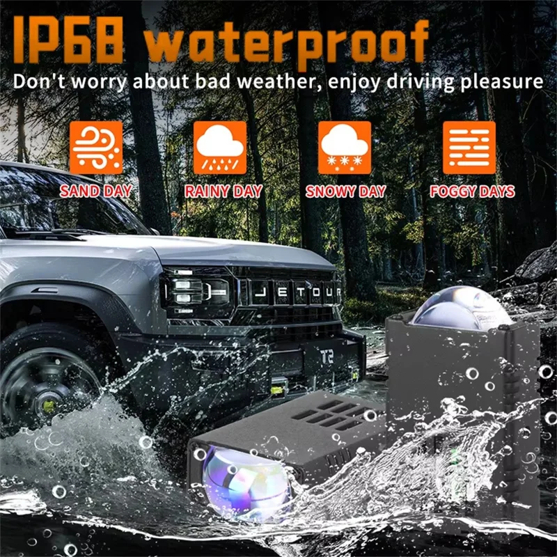 V82 1 Paire 180W 38000LM Phare de Moto LED avec Ventilateur de Refroidissement Étanche Faisceau Haut et Bas Lampe Avant de Voiture
