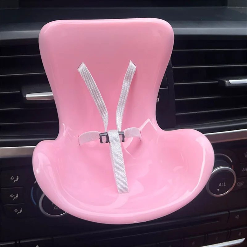 Per Labubu Mini Peluche Bambola Sicurezza Sedile Auto Presa d'Aria Montaggio Ornamento Decorazione Interna - Rosa