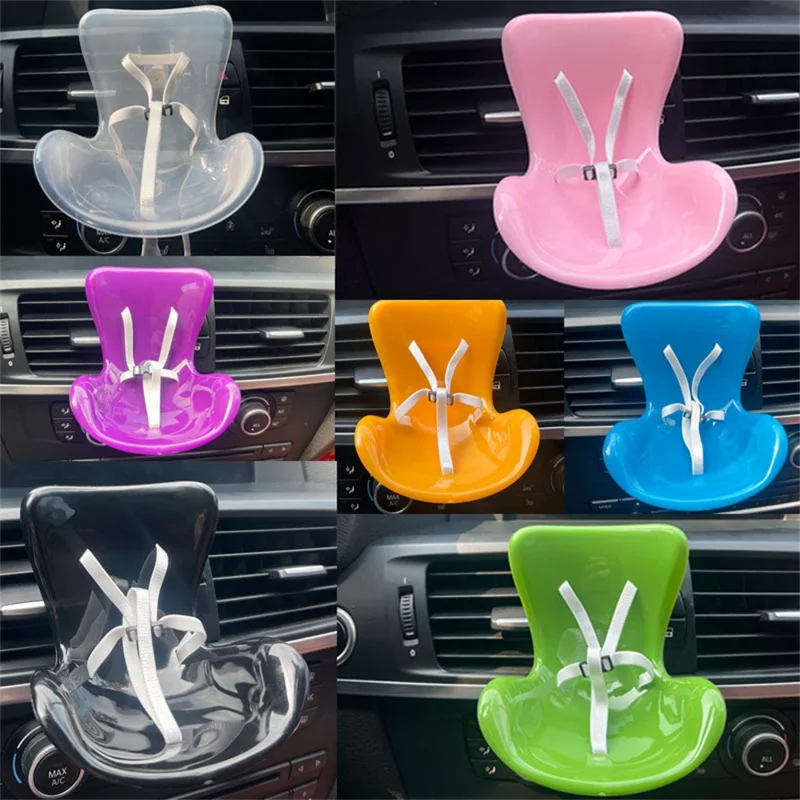 For Labubu Mini Plush Doll Safety Seat Car Air Outlet Mount Ornament Interior Decoration - Black