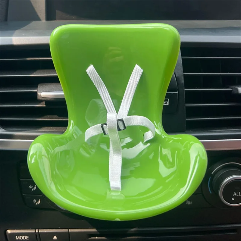 For Labubu Mini Plush Doll Safety Seat Car Air Outlet Mount Ornament Interior Decoration - Green