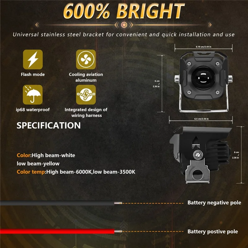 SK1 PRO 2 шт. 6 режимов LED фара для мотоцикла Ближний и дальний свет Электрический велосипедный прожекторный фонарь