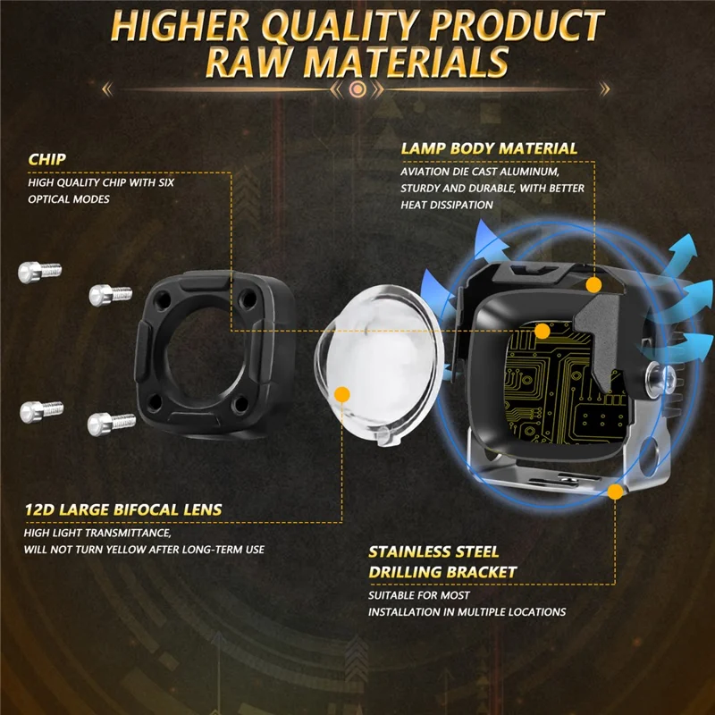 SK1 PRO 2 шт. 6 режимов LED фара для мотоцикла Ближний и дальний свет Электрический велосипедный прожекторный фонарь