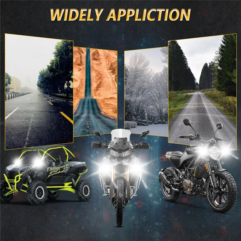 SK2 2 Stück 6 Modi Dual-Objektiv Motorrad LED-Scheinwerfer mit Hoch- und Niedrigstrahlmodus und Kontrollkabel-Set