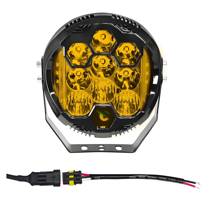 E7 Plus 1 Unidad Luz Diurna de 7 Pulgadas para Coche con Faro Lateral Intermitente, Resistente al Agua, Faro LED para Motocicleta - Luz Amarilla